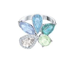Swarovski Sunny Ring, Light multi-colored, Rhodium plated Size EUR 55 / 7 USA